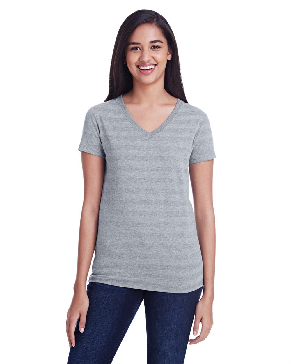 Women's Invisible Stripe V-Neck T-Shirt - 252RV 11