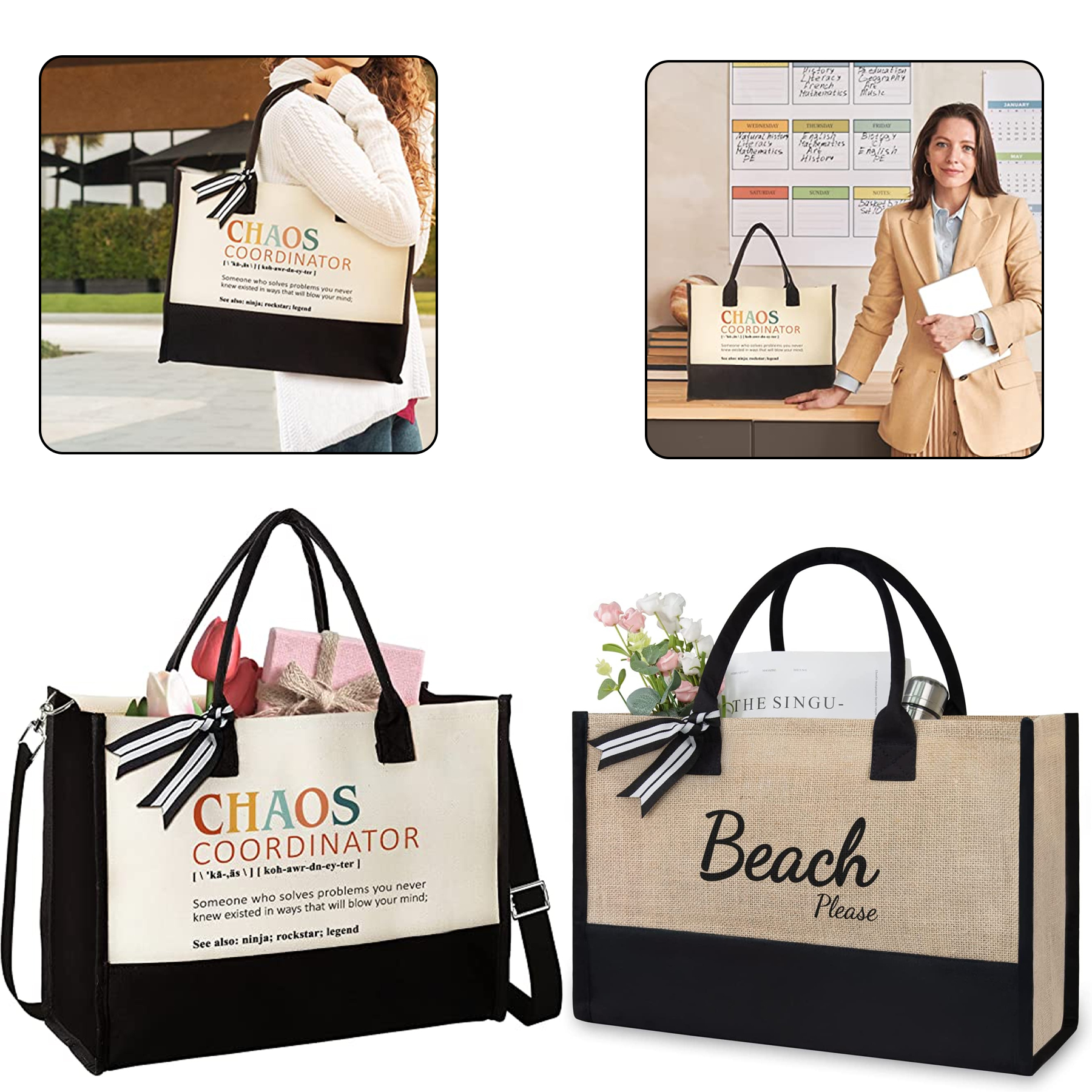Initial Jute/Canvas Tote Bag, custom tote bag with logo imprint 2
