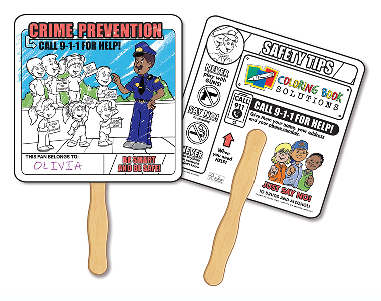 HAND FANS - Crime Prevention Coloring Hand Fan 2