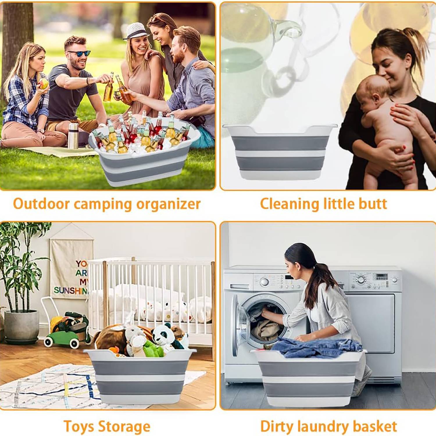 Foldable Plastic Pet Bathtub w/ Drainage Hole 7