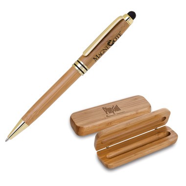 Eco-Friendly Bamboo Pen Set (Gold/Black Trim Pen) 2