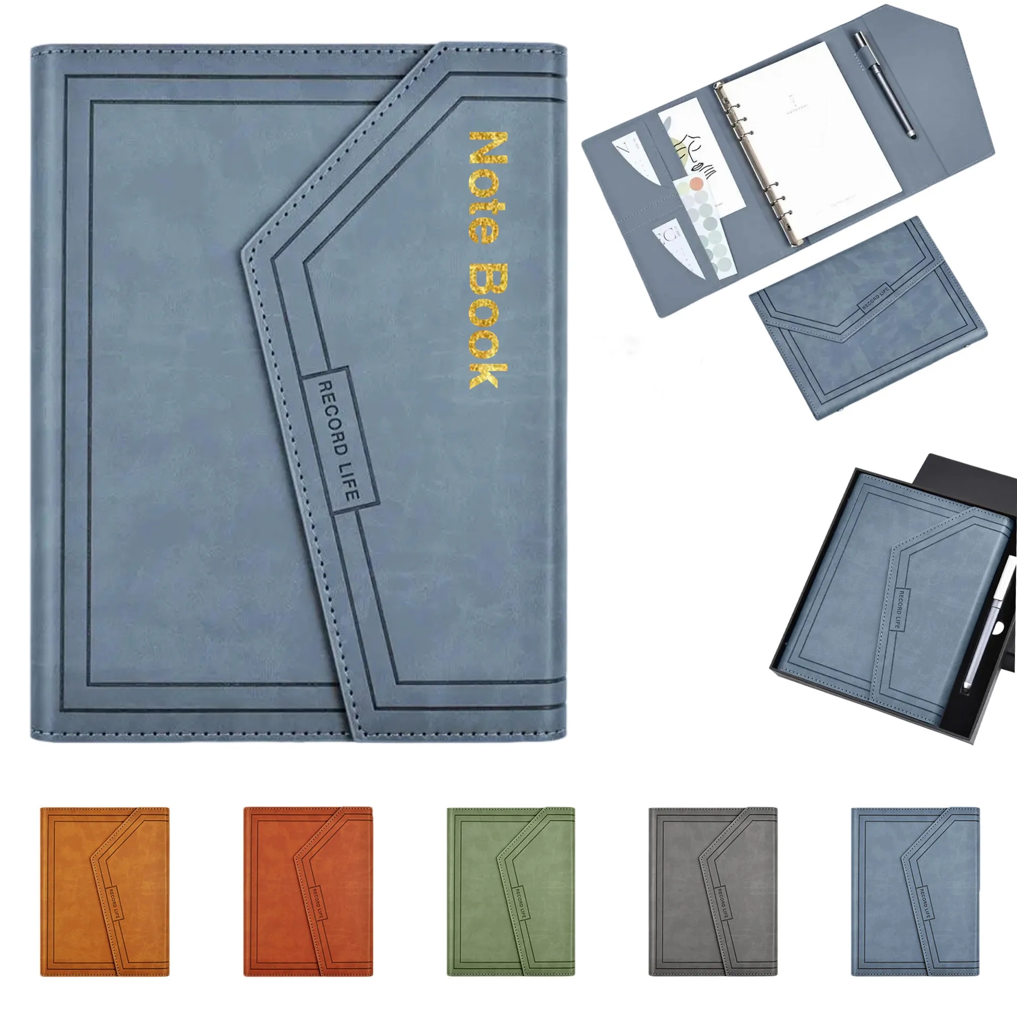 Tri-fold A5 ring binder notebook
