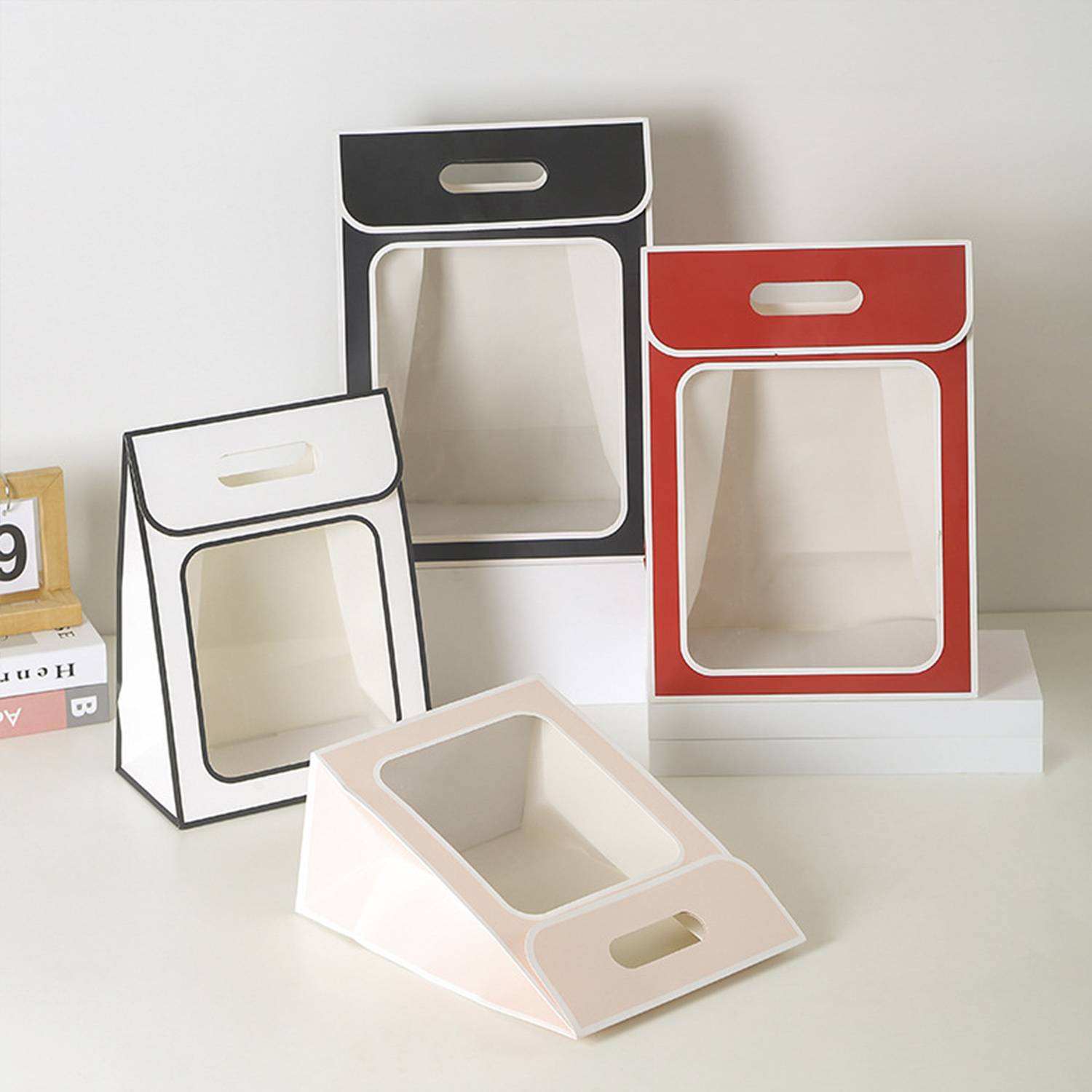 Kraft Paper Cute Gift Bags W/ Clear Window 6