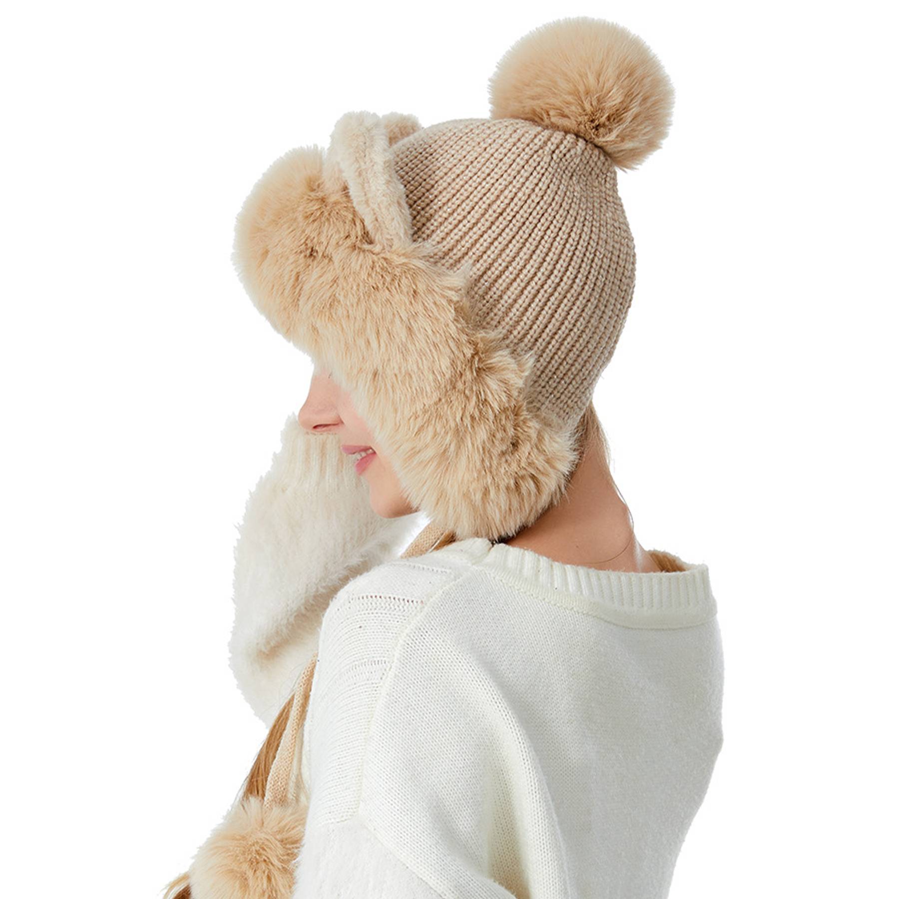 Women Winter Warm Cute Cat Ears Knitted Beanie Hat 4
