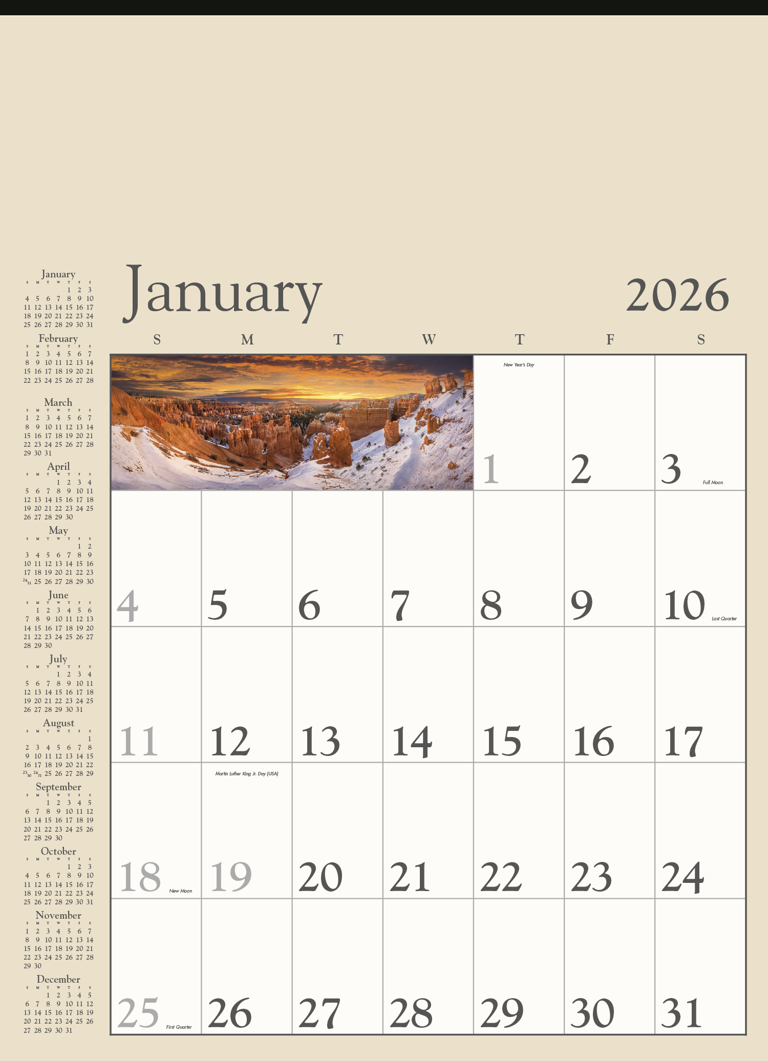 Triumph® Calendars Decorator Memo (Tan) Calendar 27