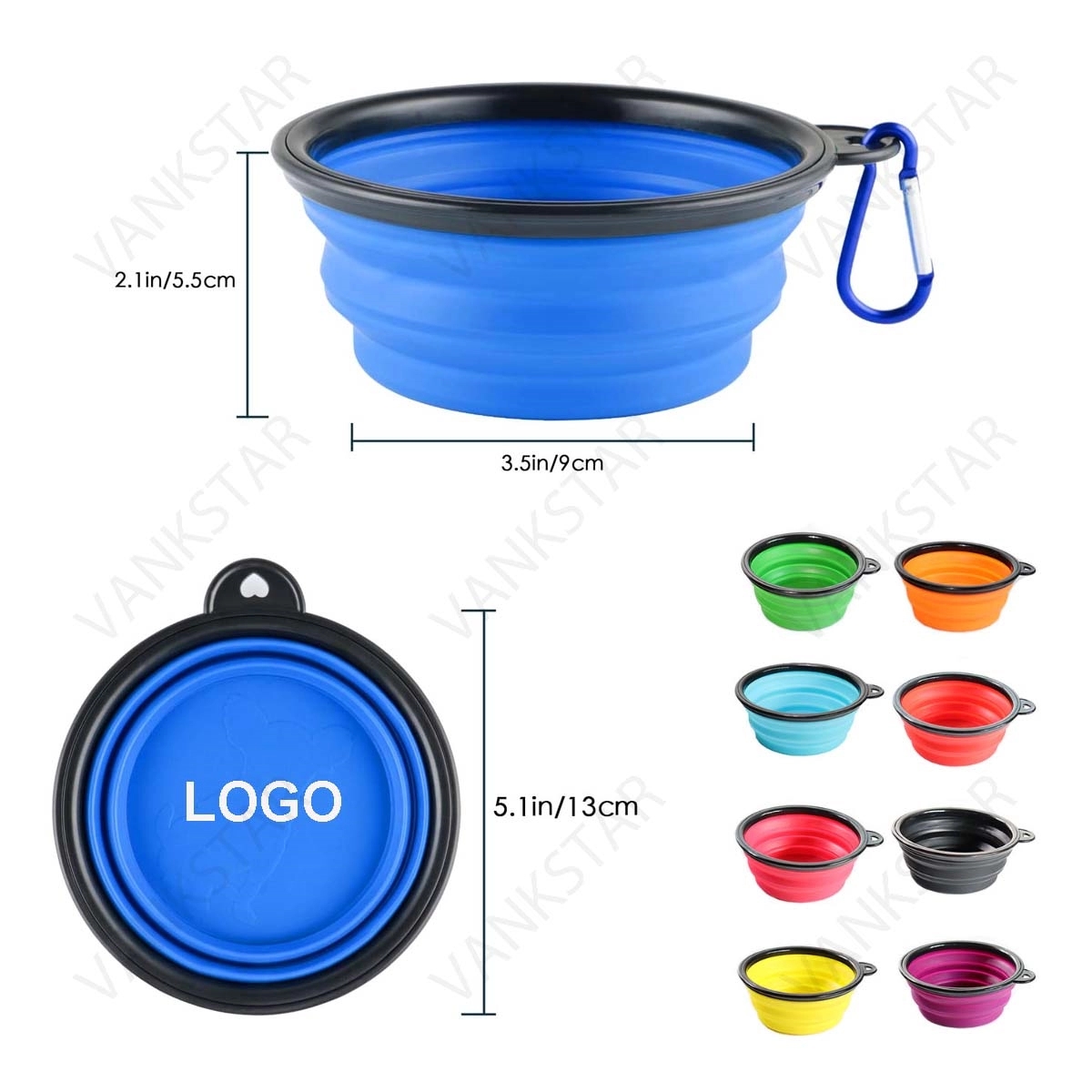 Silicone Collapsible Pet Bowl With Carabiner 2