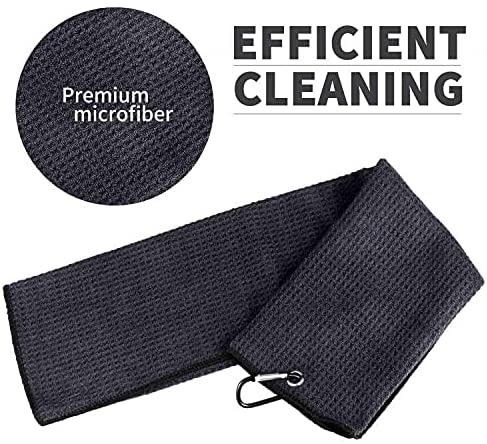 Tri-fold Premium Microfiber Fabric Golf Towel / Heavy Duty Carabiner Clip 10