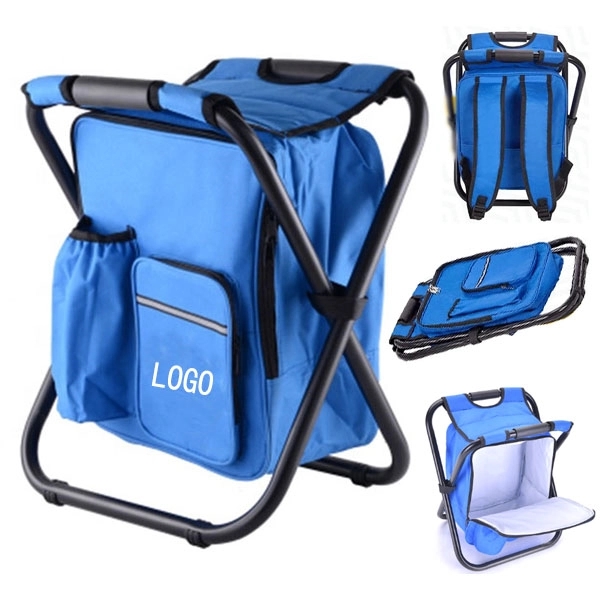 Portable Backpack Stool Cooler Bag Folding Chair 12