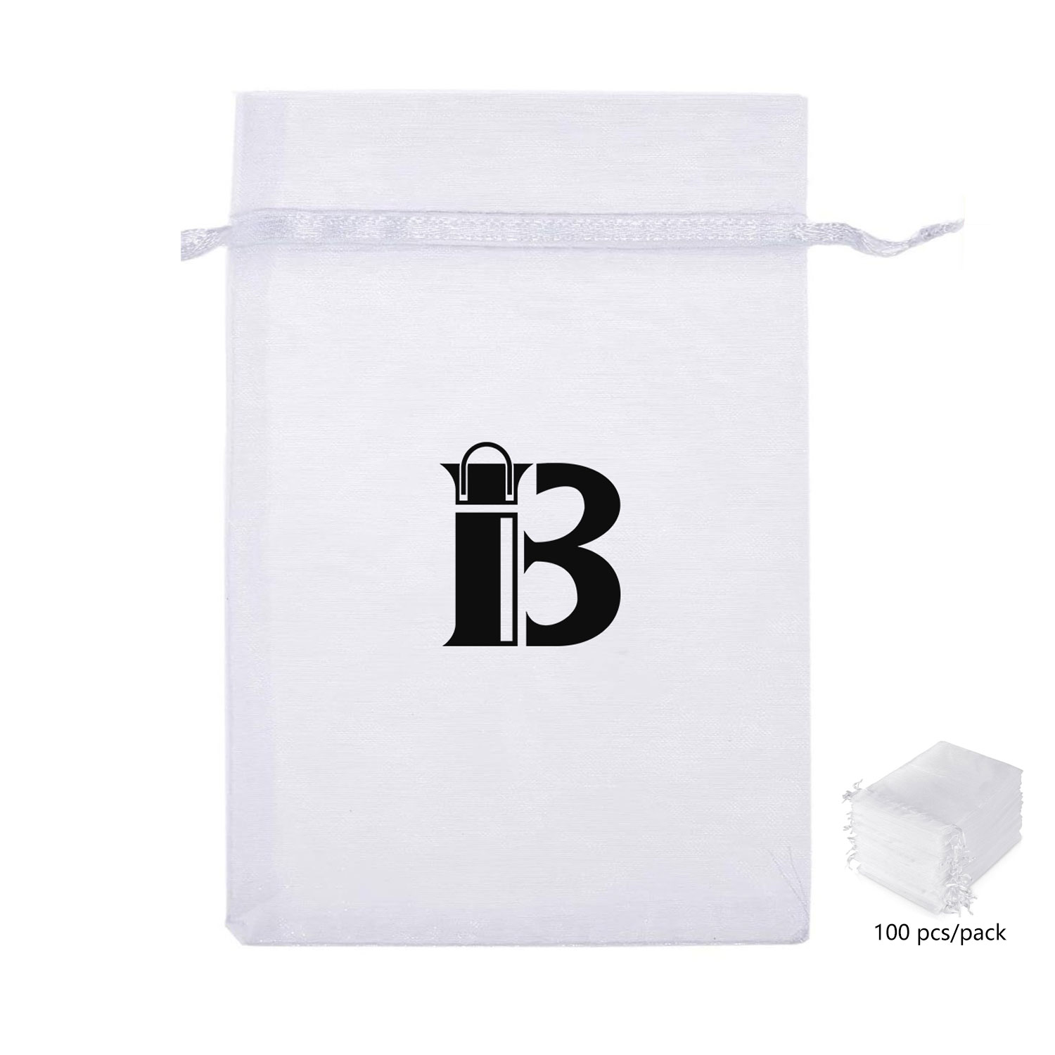 Wedding Gift Party White Organza Mesh Drawstring Bag