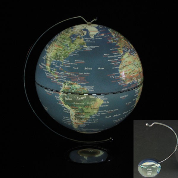 5" LED Light Up World Globe Hung on Chrome Plated Metal Round Base 2