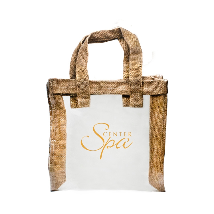 Natural Jute Mini Tote, custom tote bag with logo imprint 2