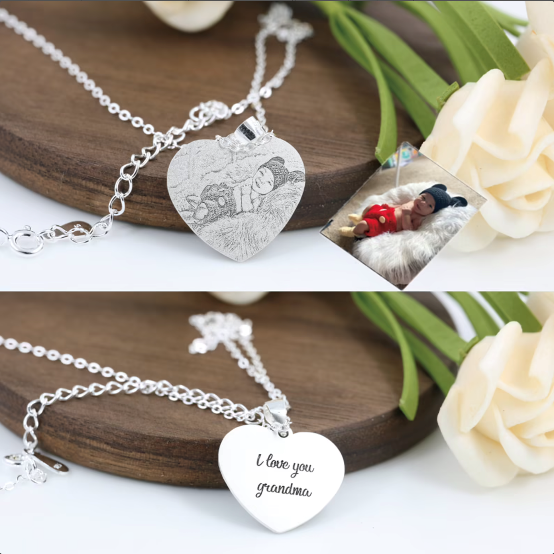 Personalized Engraved Stainless Steel Necklace - Heart 2