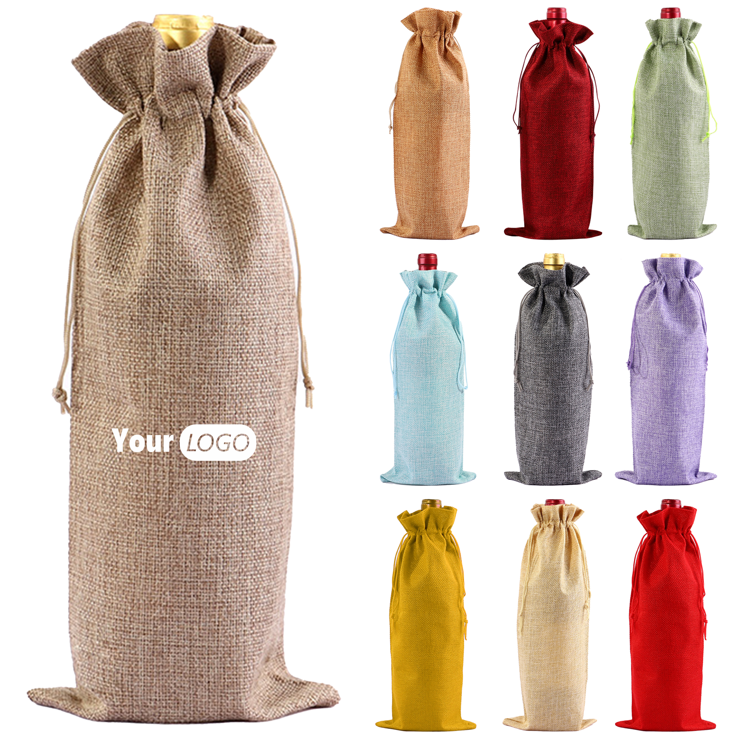 Jute Drawstring Drawstring Red Wine Bag 10
