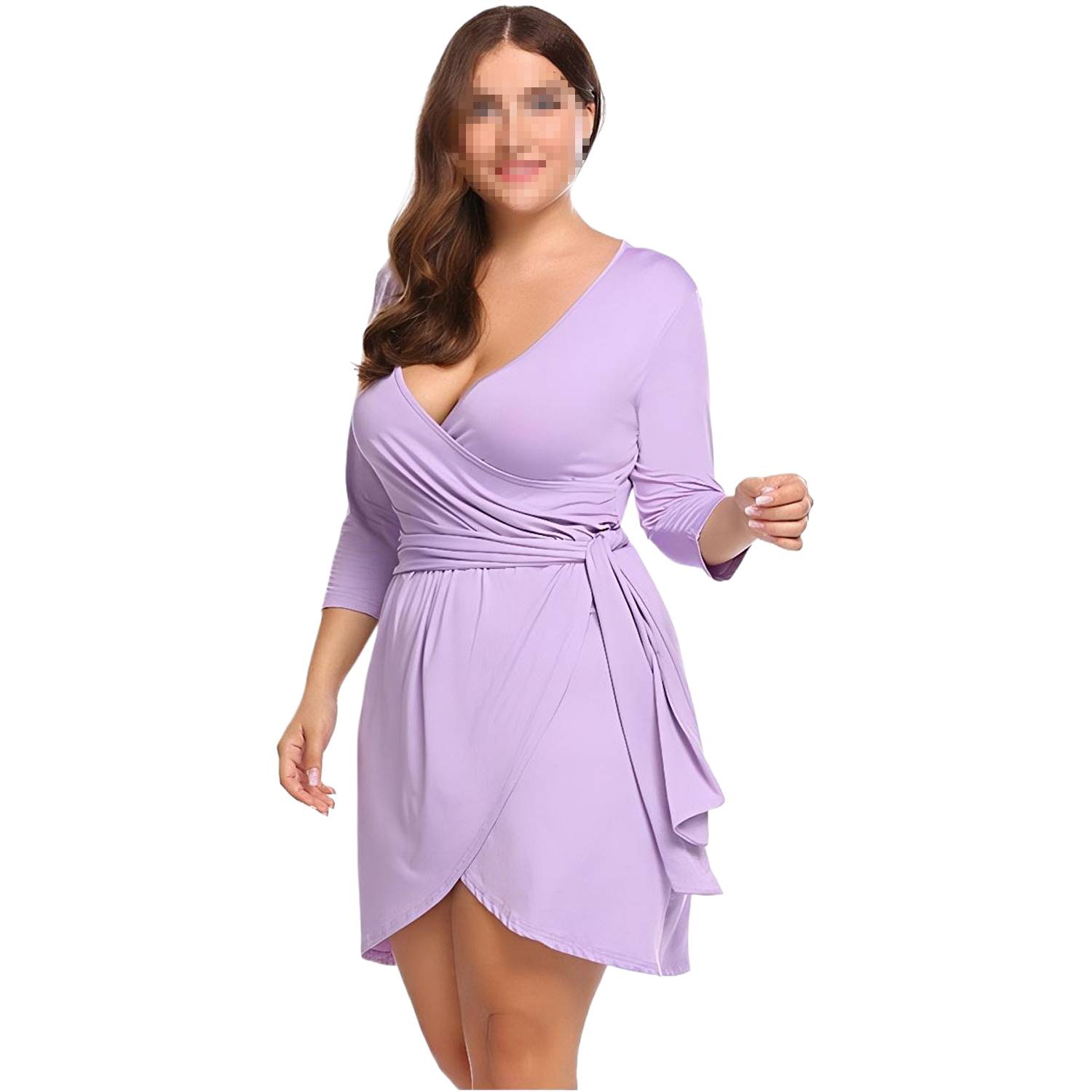 Solid Color V-Neck Casual Mini Dresses 3