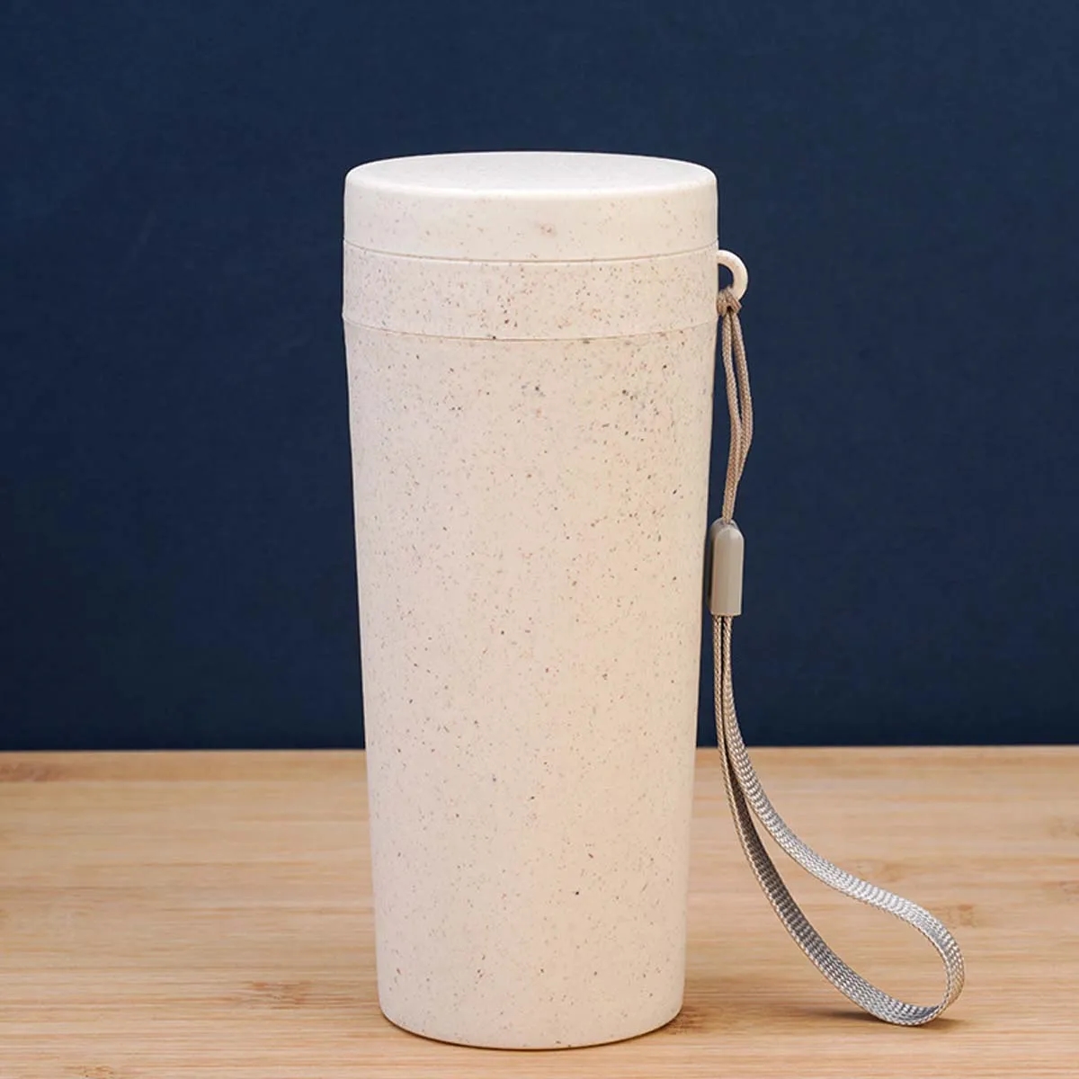 10oz. Wheat straw thermos Water Bottle with lanyard 7