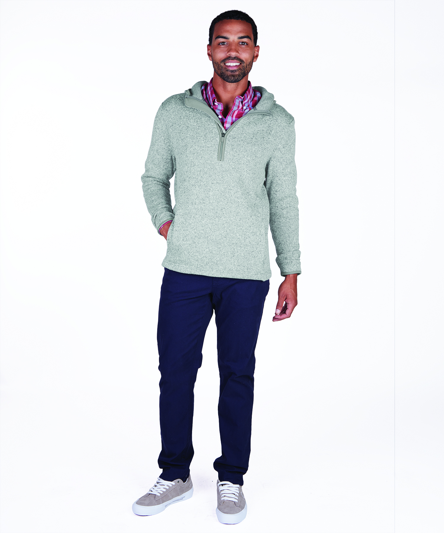 Men's Heathered Fleece Quarter Zip Hoodie