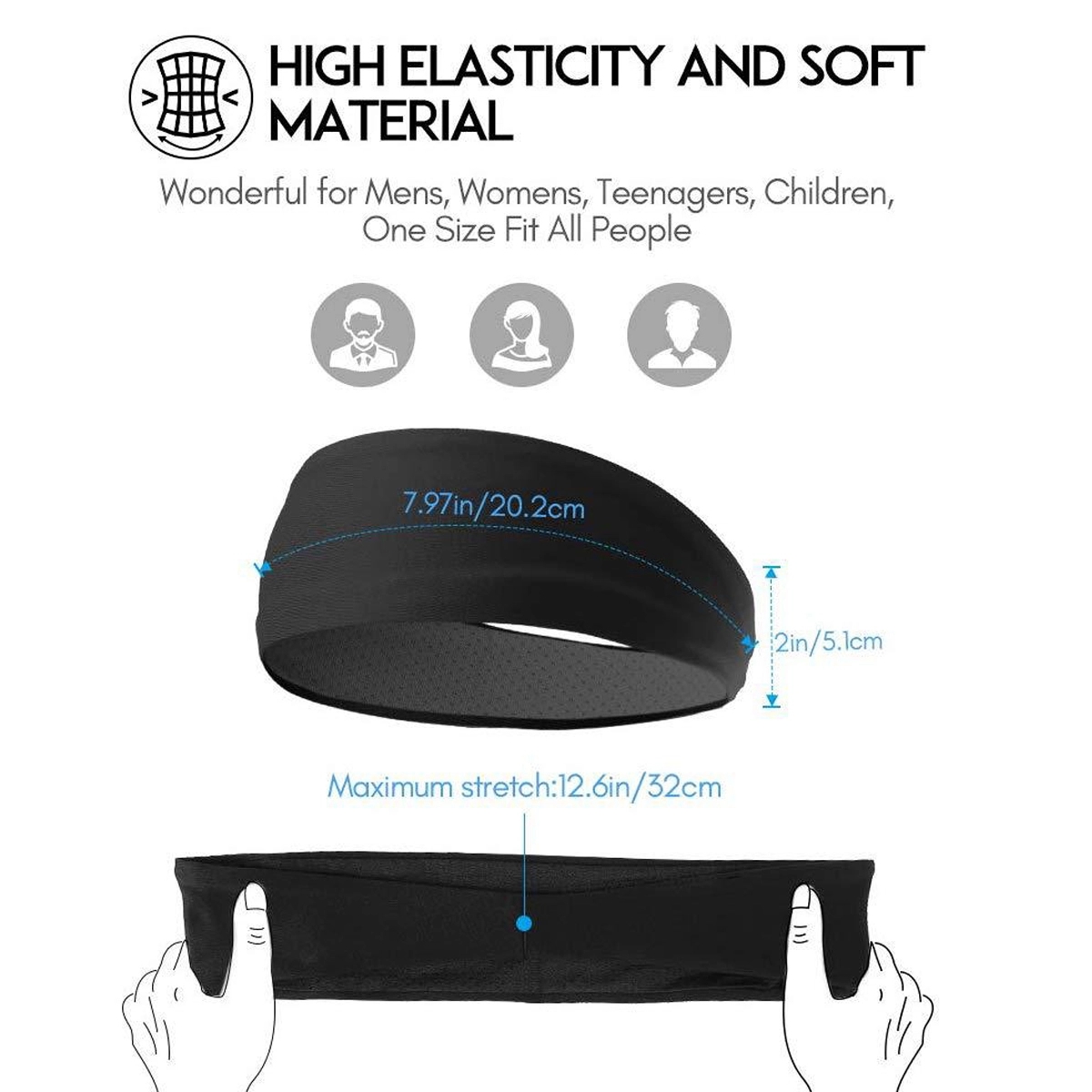 Sports Unisex Hairband Sweat Wicking Head Band Sweatbands 5
