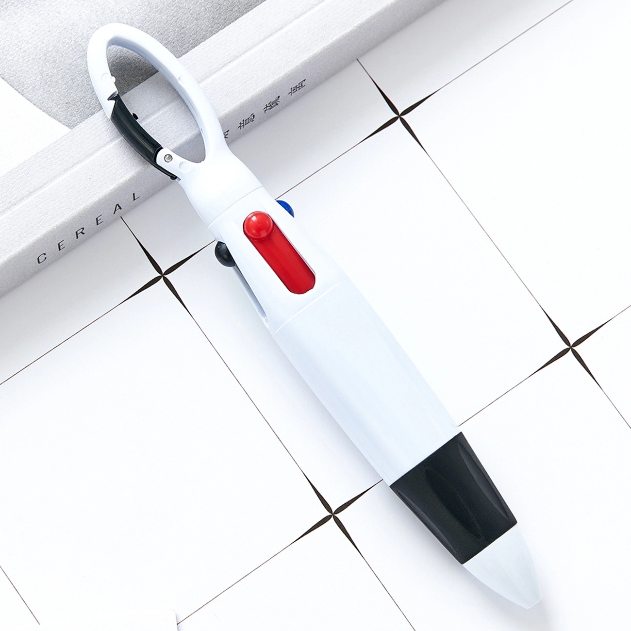 4 Color Ballpoint Pen With Carabiner Clip 4
