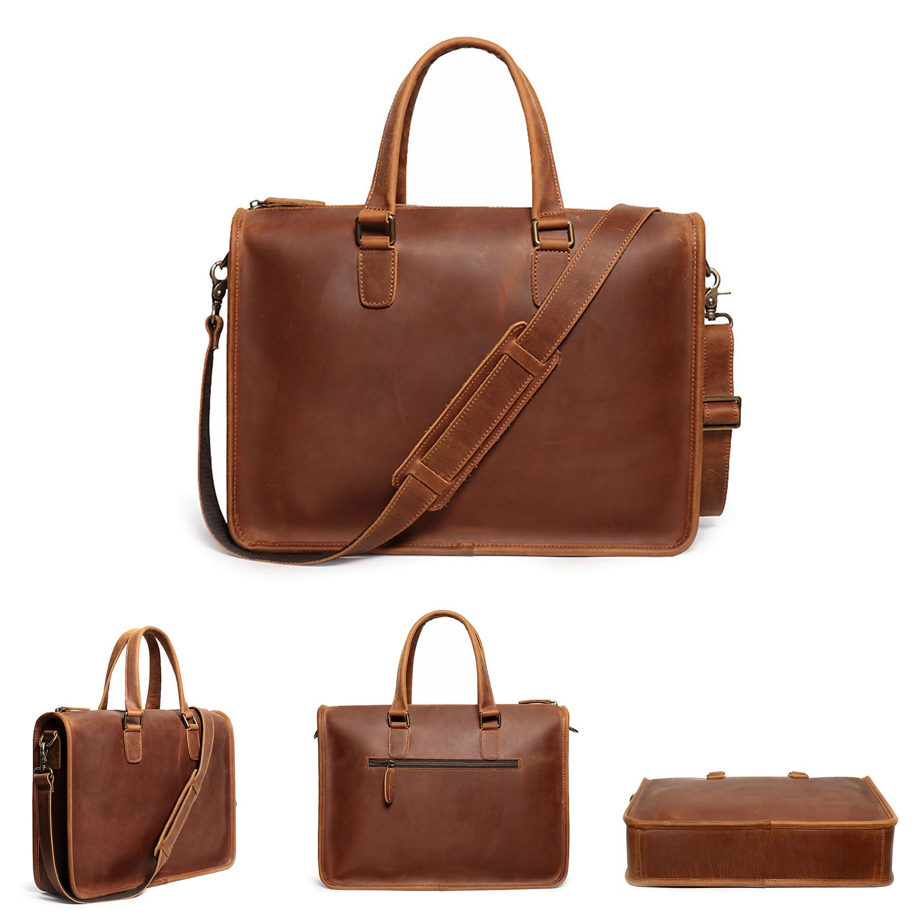 Men's Briefcase Computer Handheld Shoulder Cowhide Bag, custom messenger bag with logo imprint 2