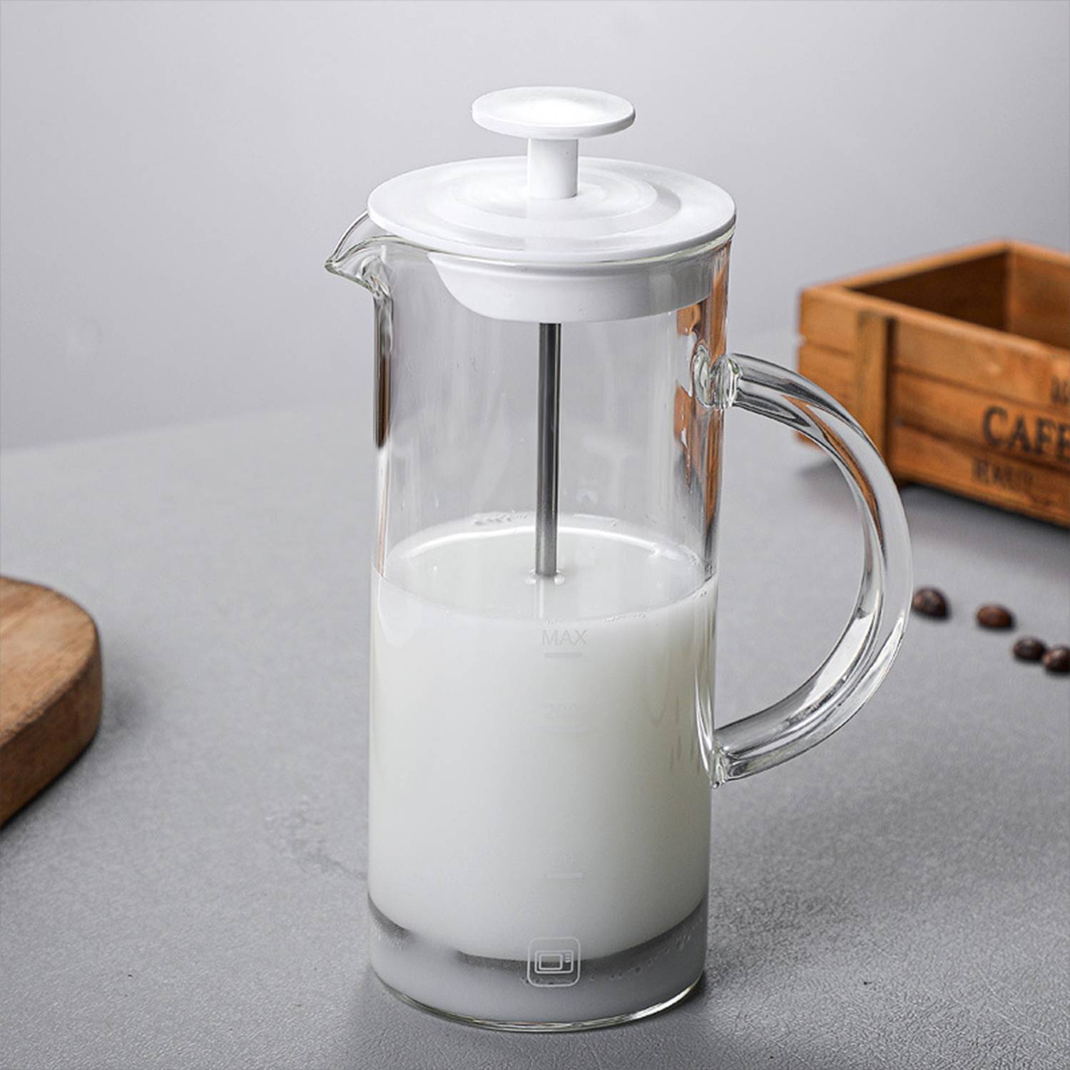 Milk Fryer Manual Glass Coffee Pot 3