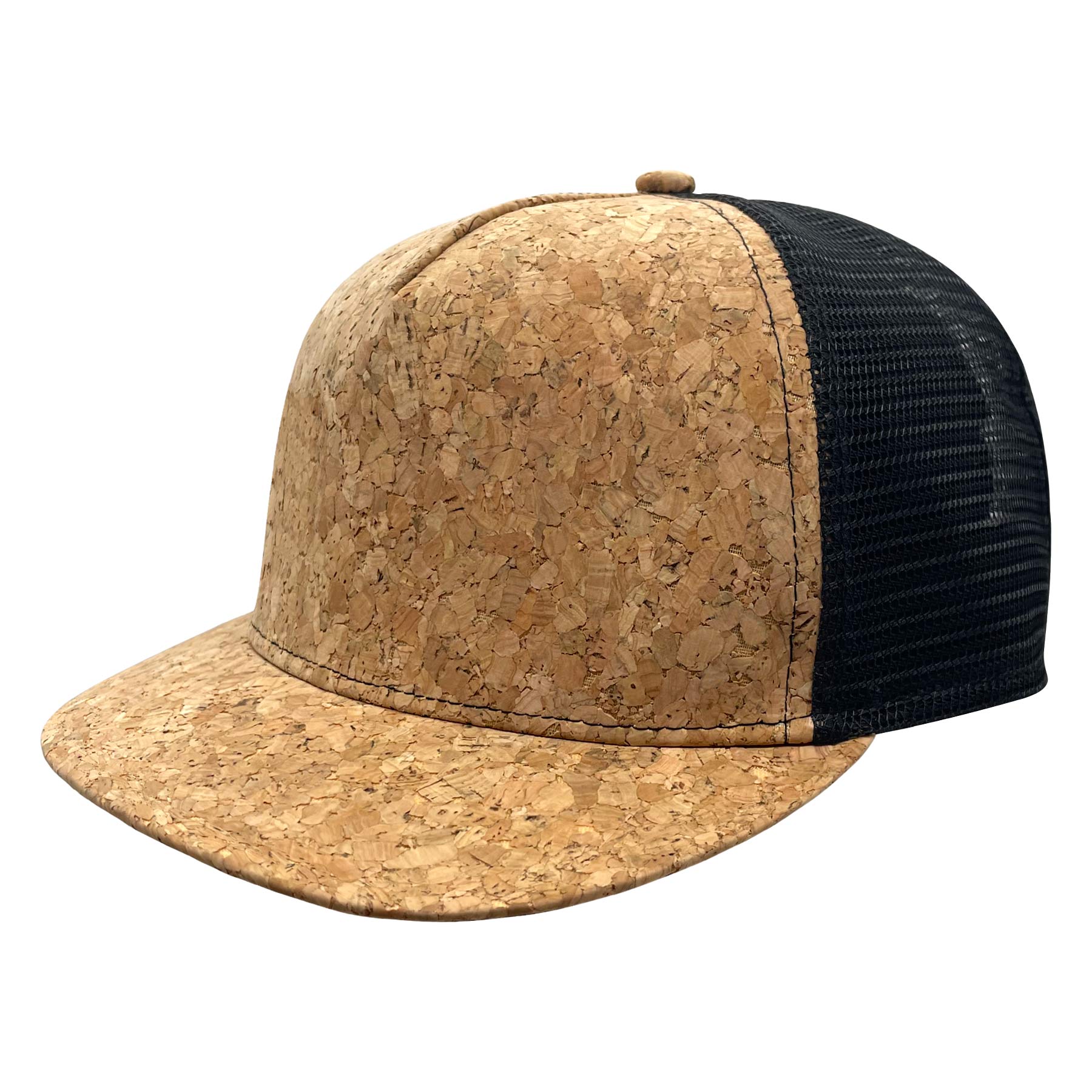 Cork Flat Visor 5 Panel Snapback Mesh Back Trucker Hat 10