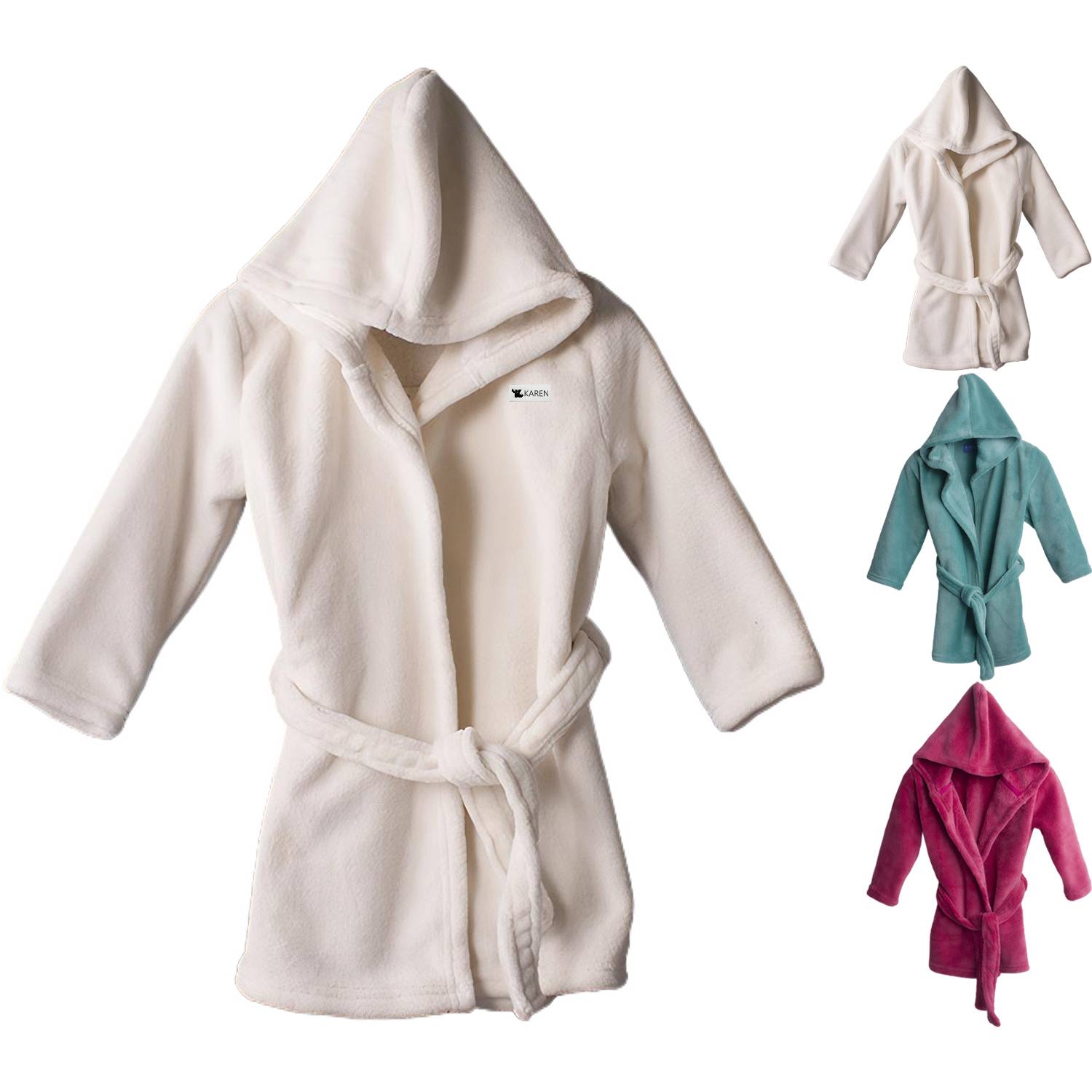 Kids Coral Fleece Hooded Bathrobe 2