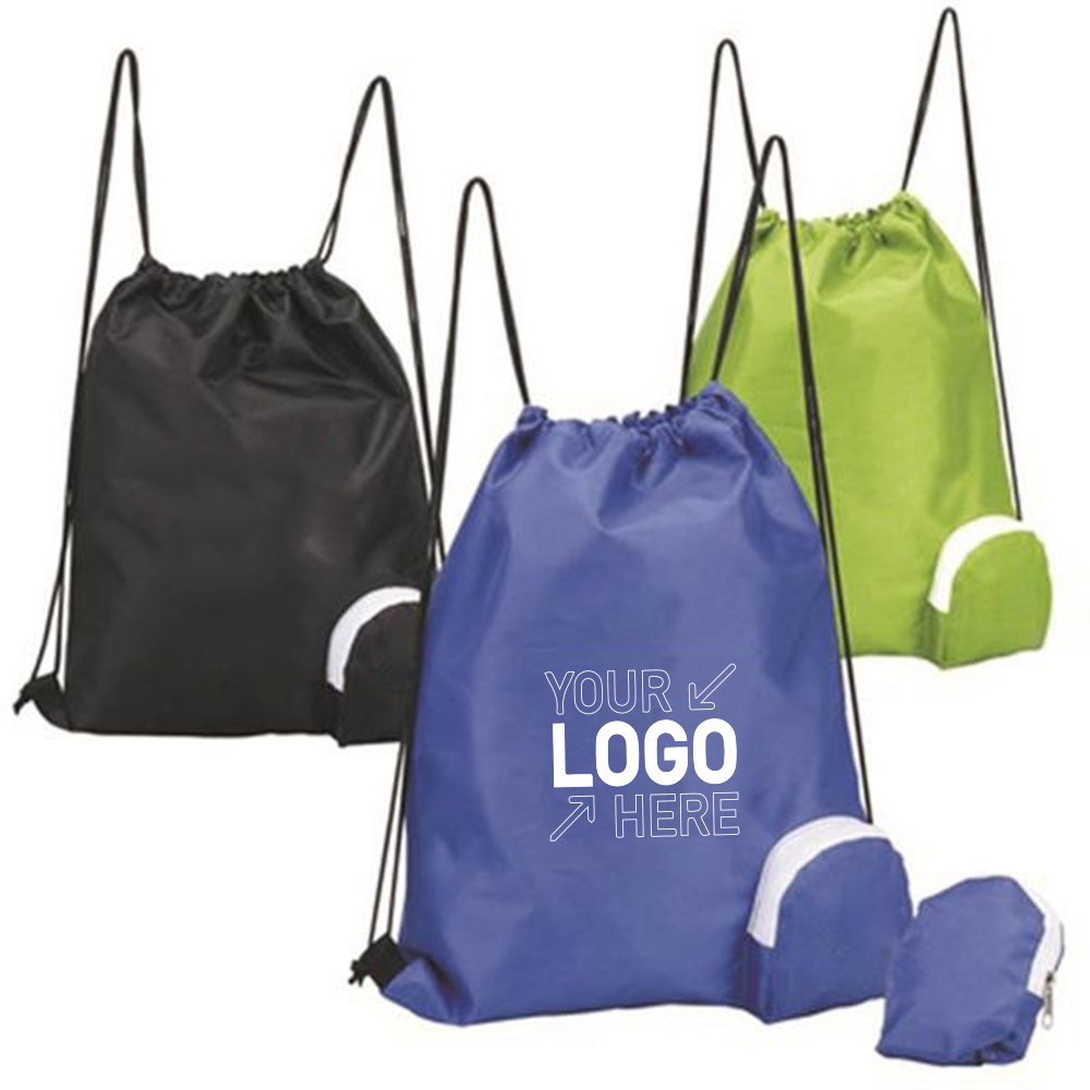 Folding Drawstring Backpack with Pouch