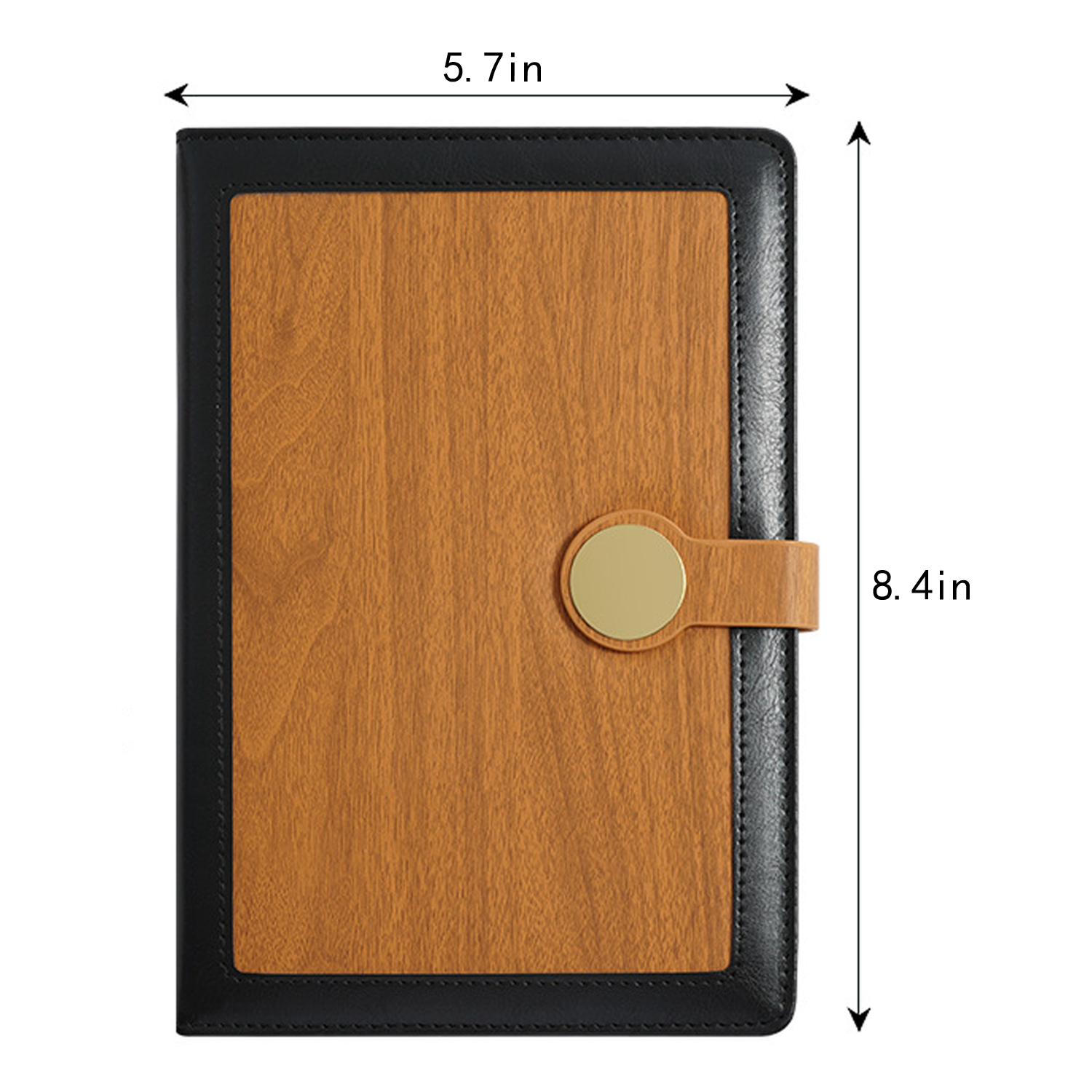 A5 PU Leather Metal Clasp Wood Grain Notebook 6
