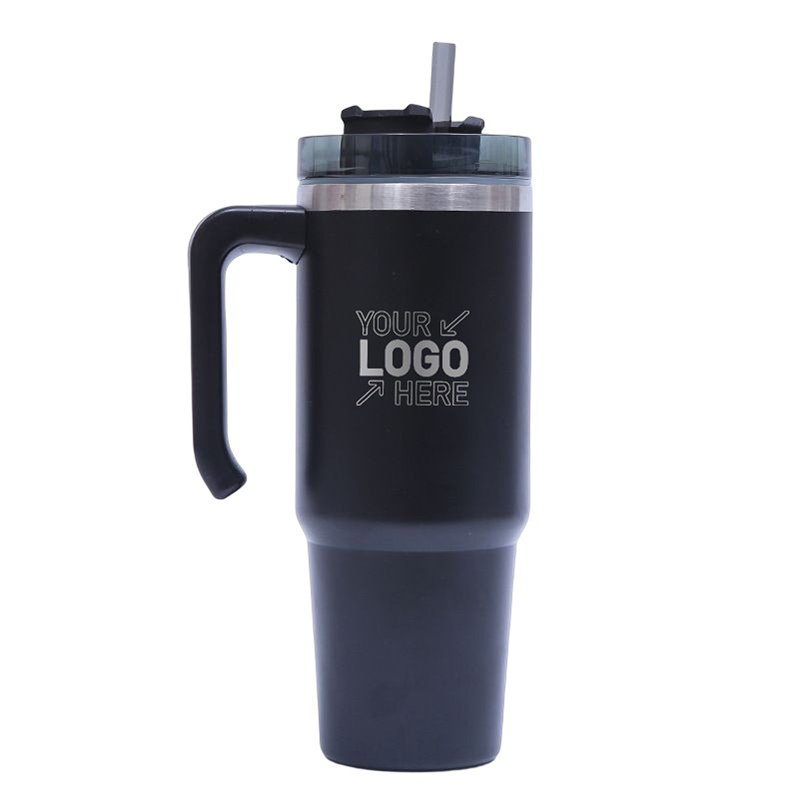 30 OZ Double Walls Stainless Steel Auto Tumbler With Straw And Handle 1