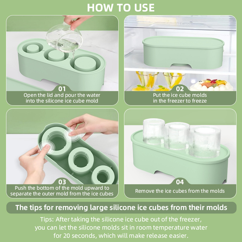 Silicone Ice Mold Tray with Lid 4