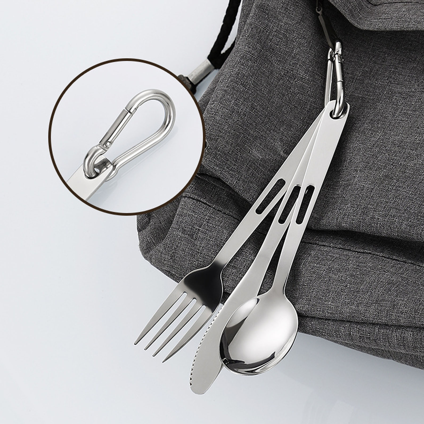 Outdoor Stainless Steel Camping Utensil Set with Carrying Pouch 3