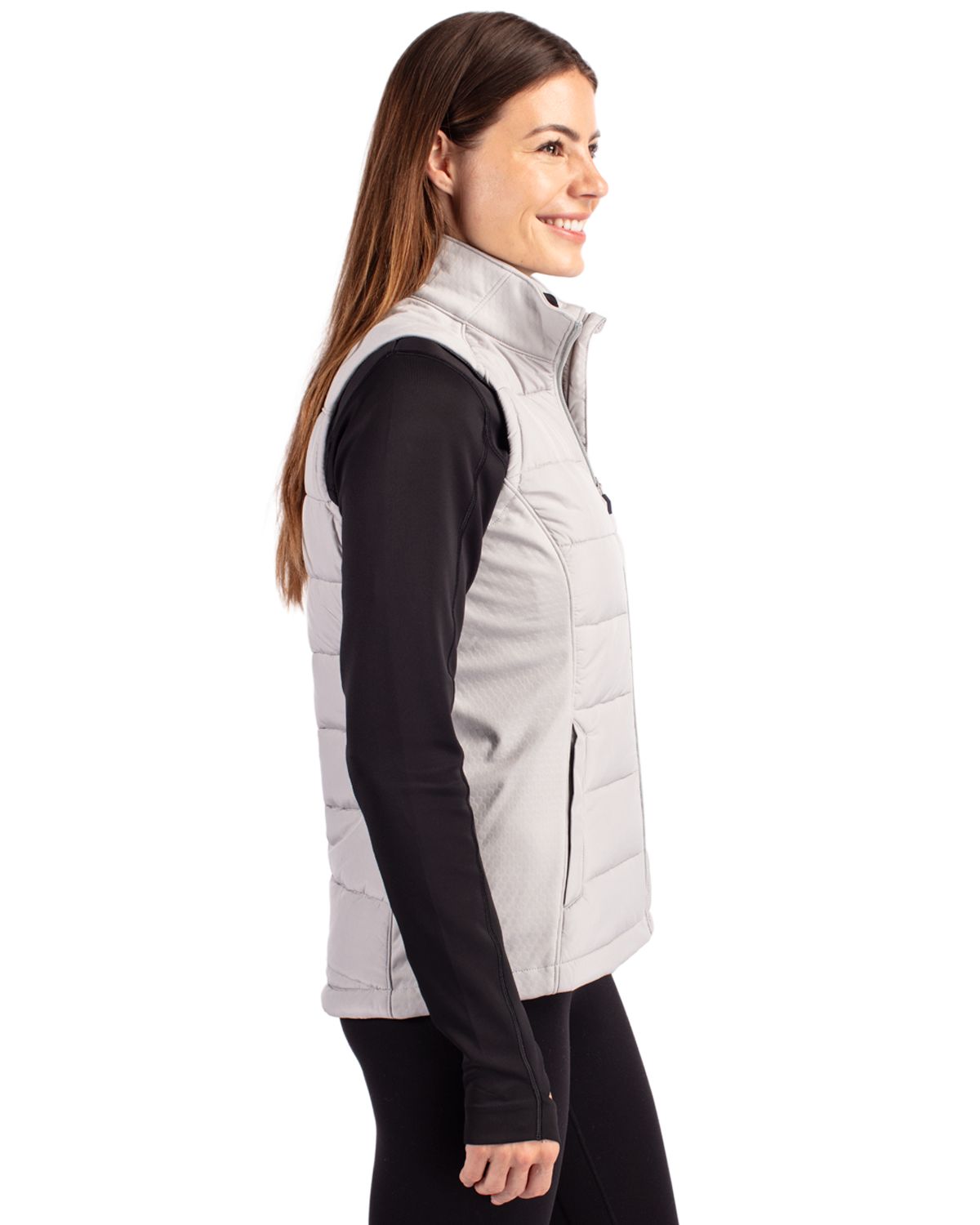 Cutter & Buck Evoke Recycled Honeycomb Fleece Womens Hybrid Full Zip Vest 46