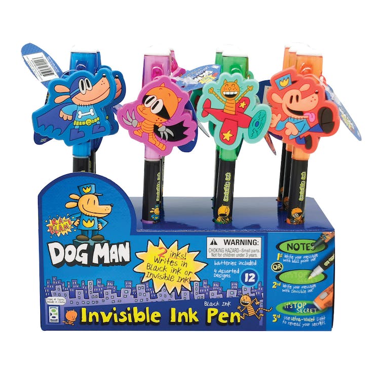 Dog Man Invisible Ink Pens - 4 Designs Black Ink 1