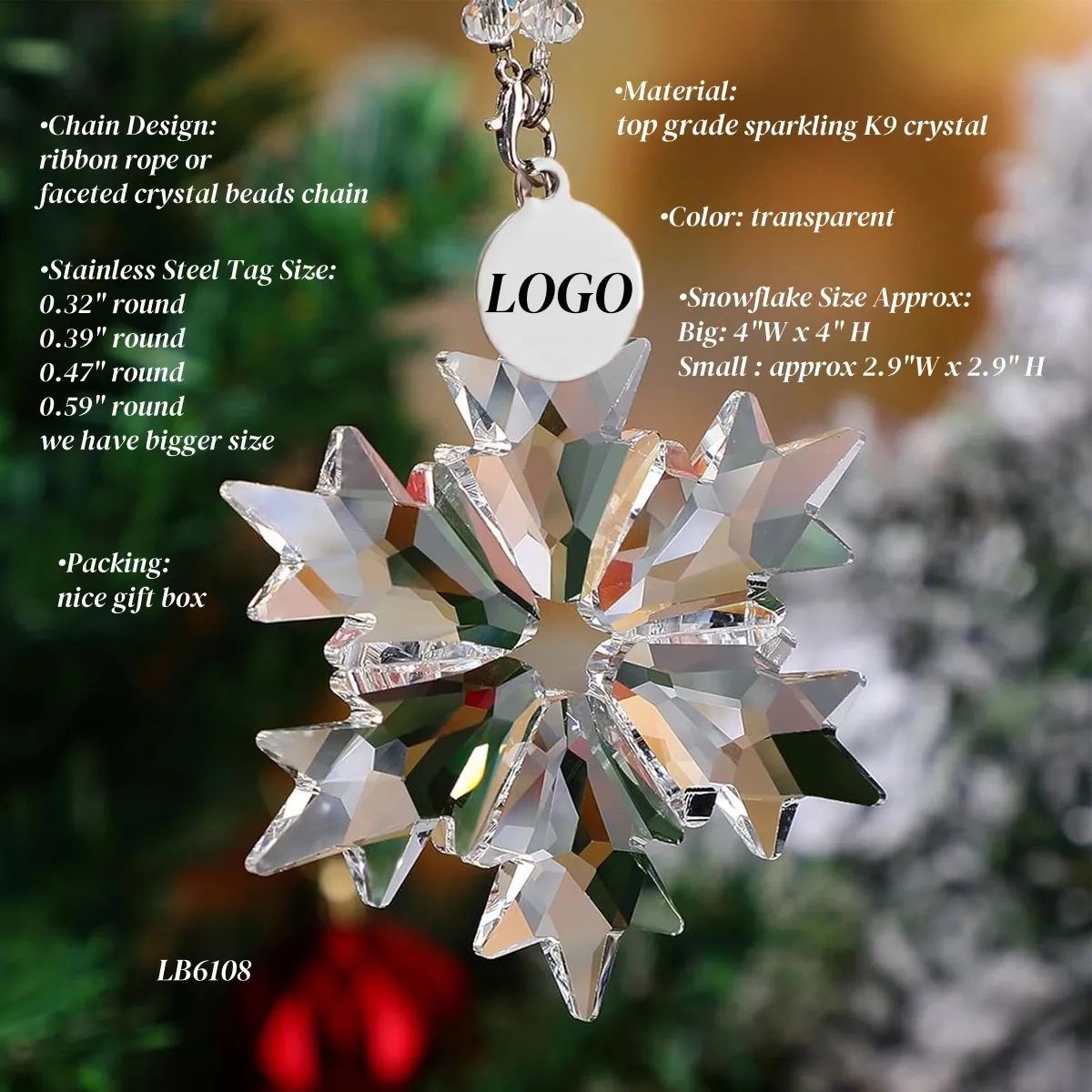Cut Crystal Snowflake Hanging Suncatcher Xmas Ornaments 9