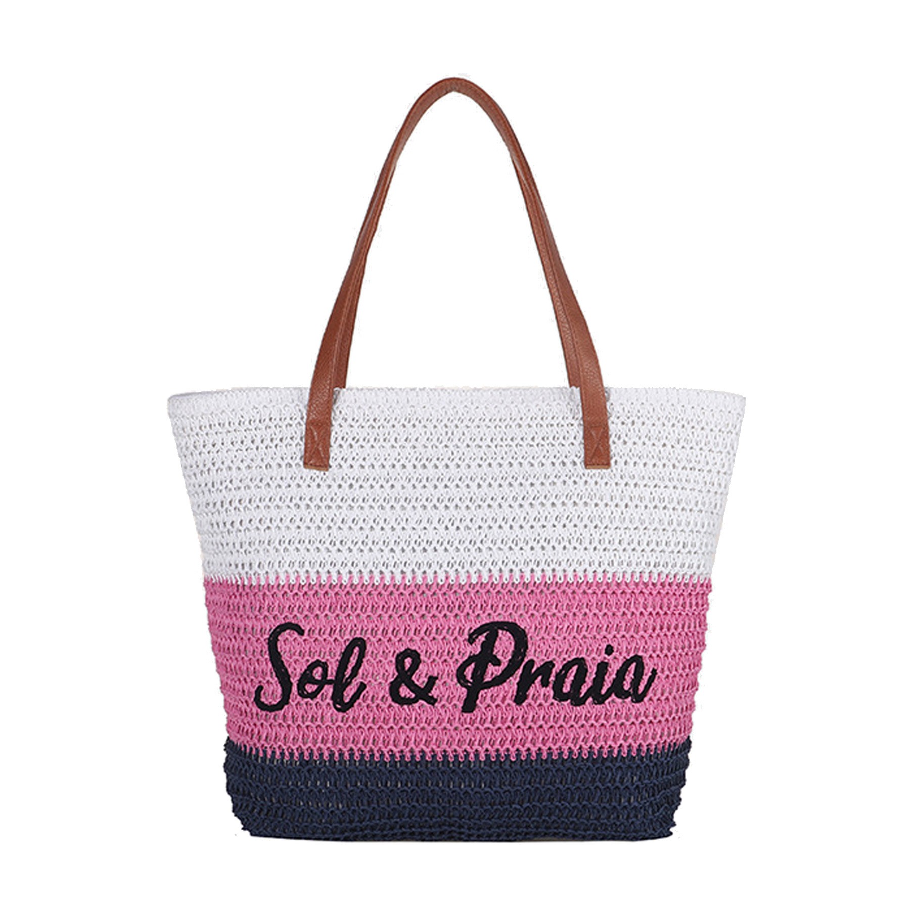 Colorful Beach Straw Bag, custom tote bag with logo imprint 2