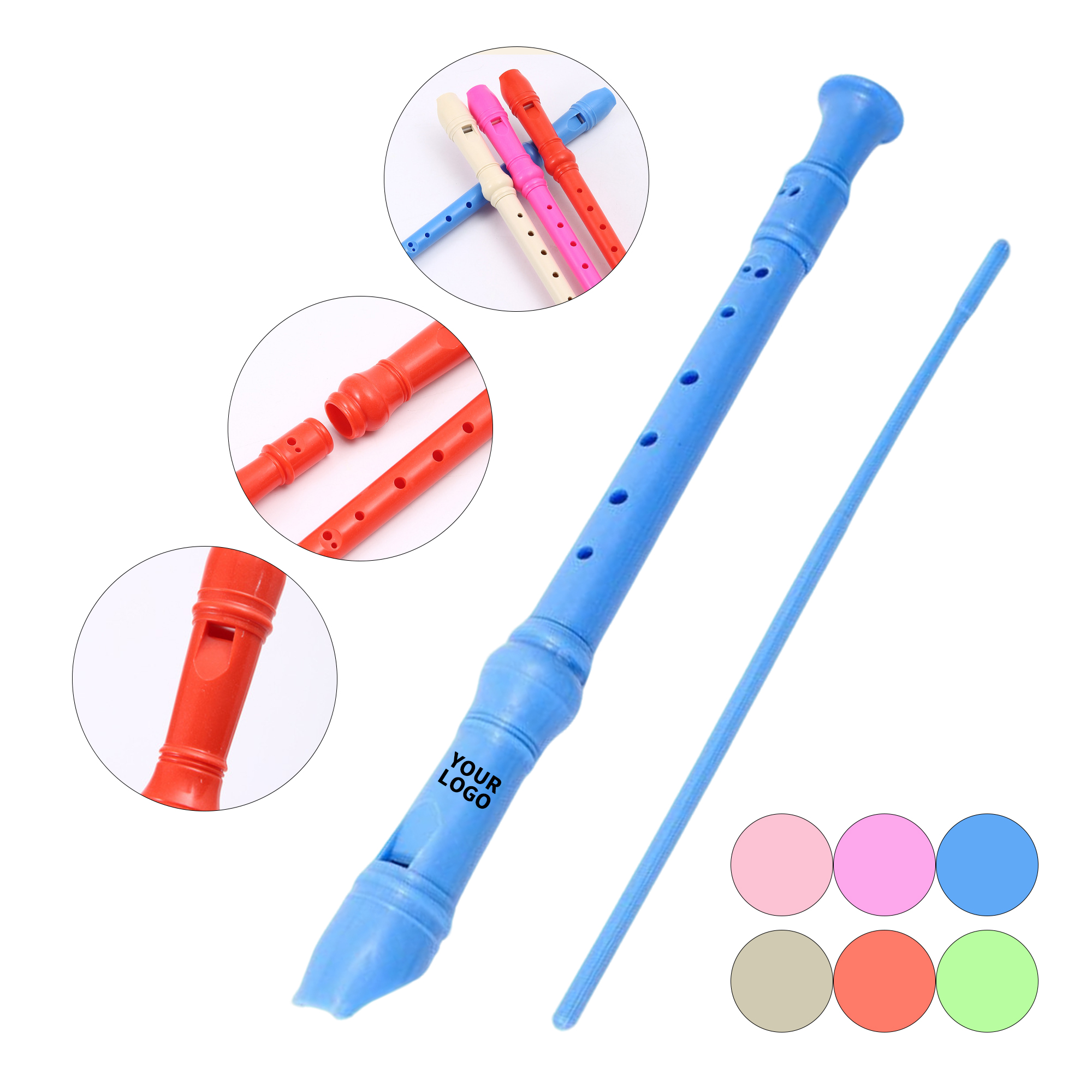 Acrylonitrile Butadiene Styrene Eight Hole Recorder Three Piece Design 7