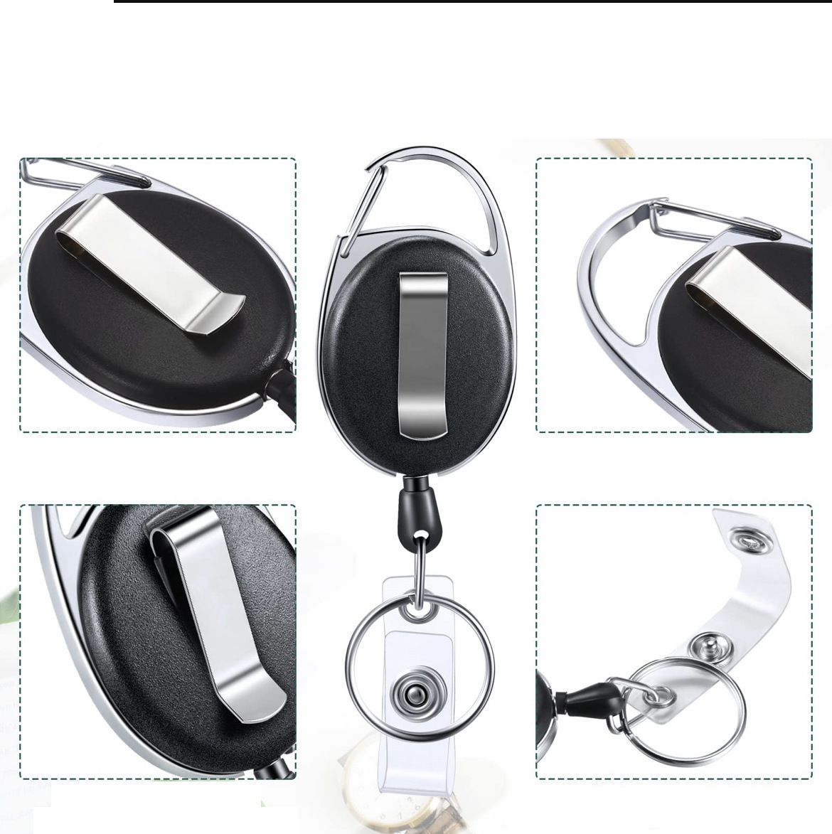 Retractable Badge Reel with Claw Clasp and Clip for Id Card Holders 6