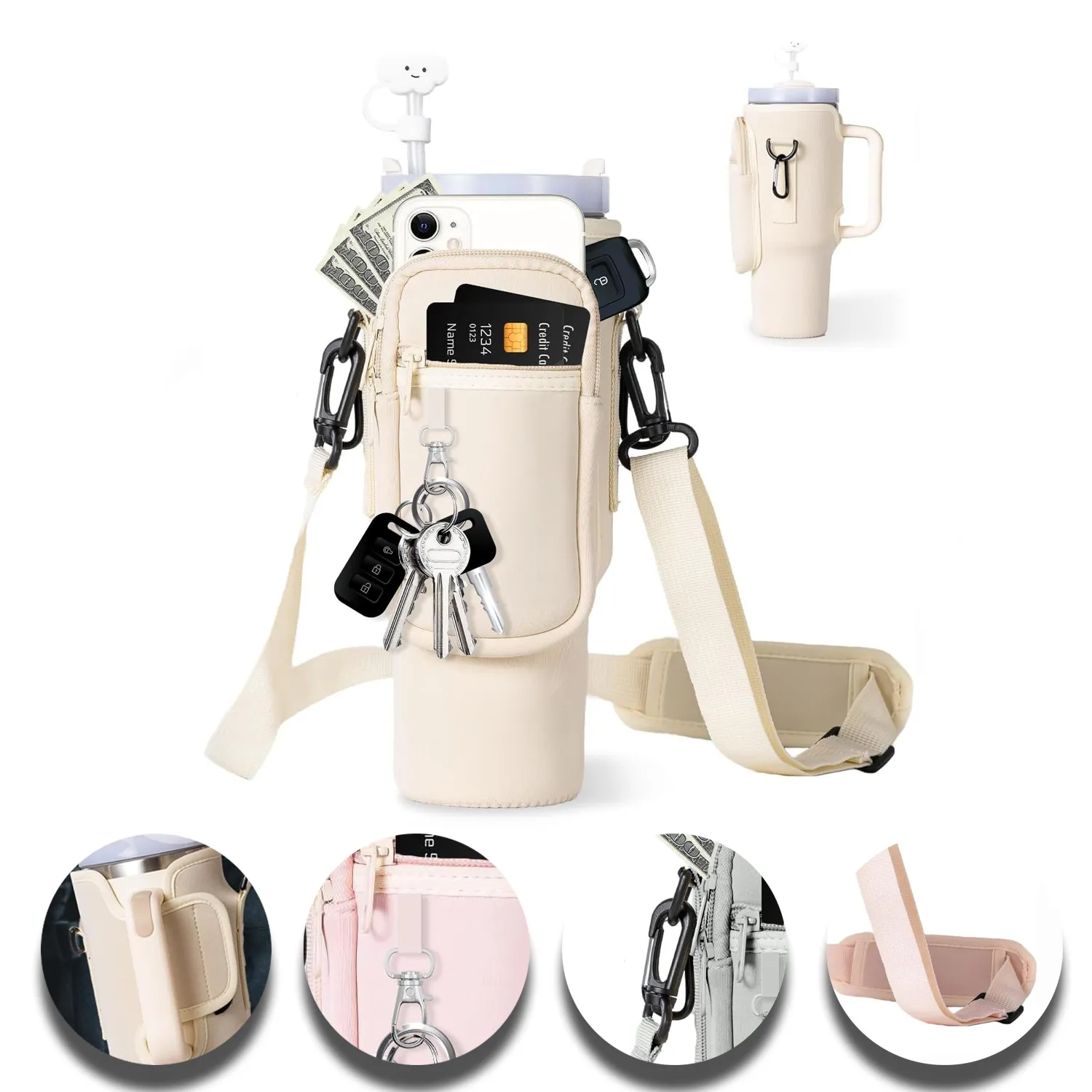 Water Bottle Carrier Bag with Phone Pocket 7