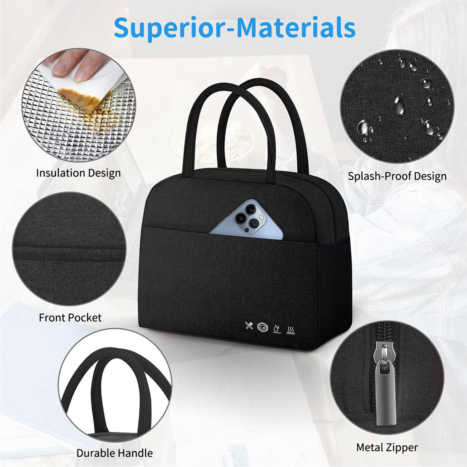 10L Oxford Insulated Lunch Cooler Bag for Office Picnic 4