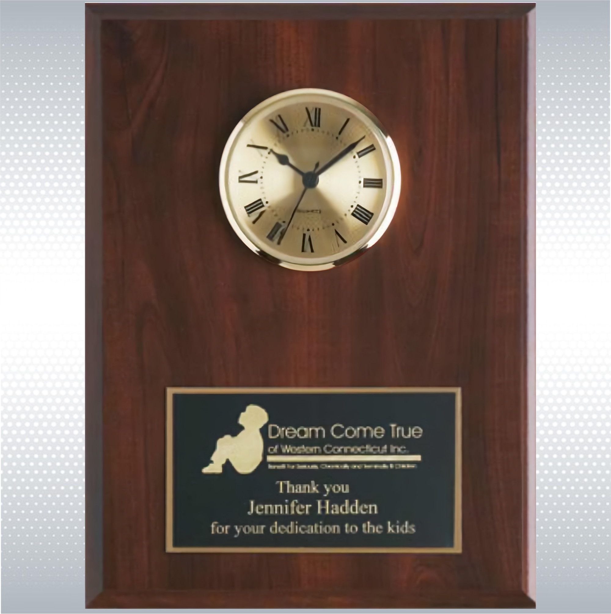 Cherry Solid Wood Plaque W/ Clock (12" X 15") 3