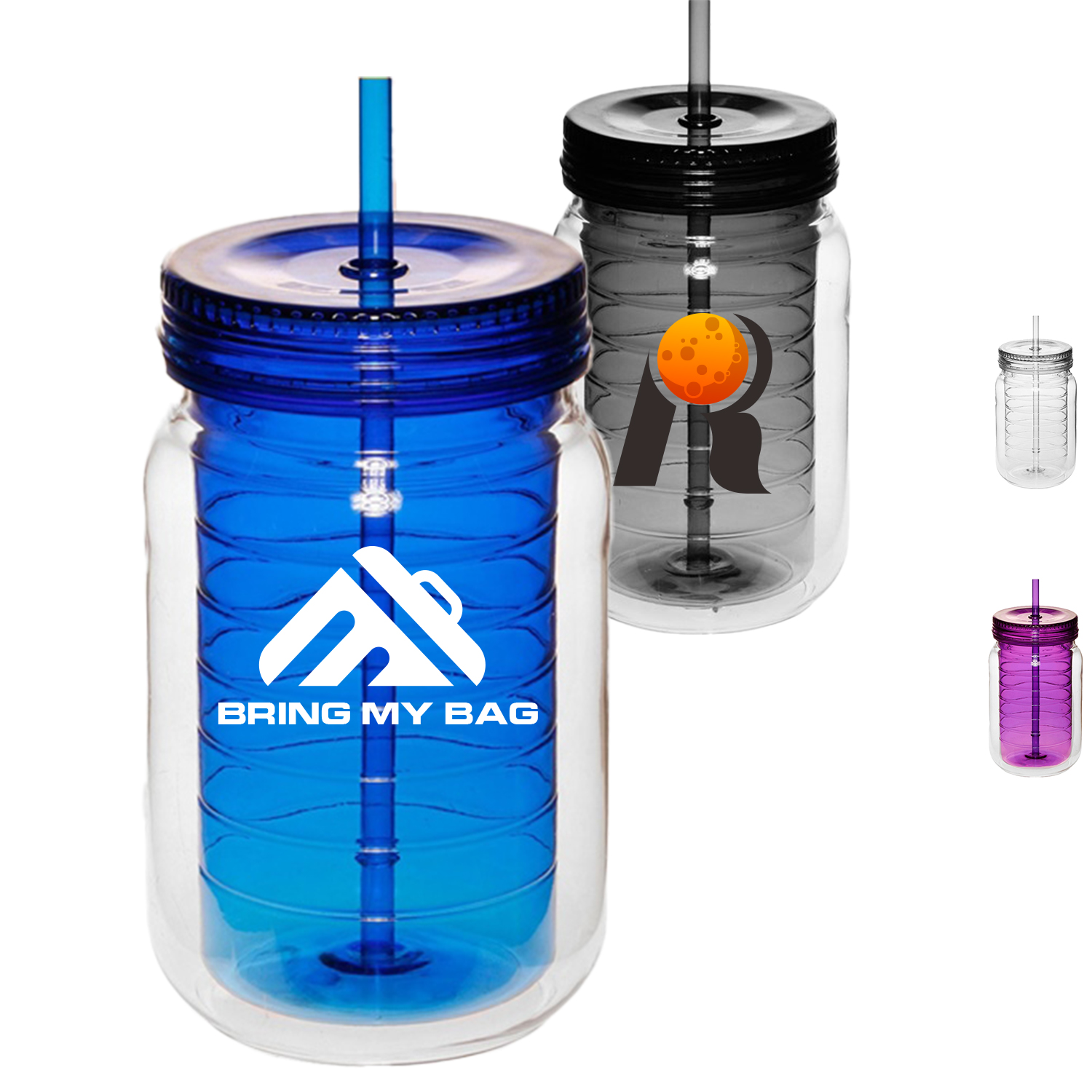 18 oz Classic Acrylic Tumbler w/ Matching Lid & Straw Custom 2