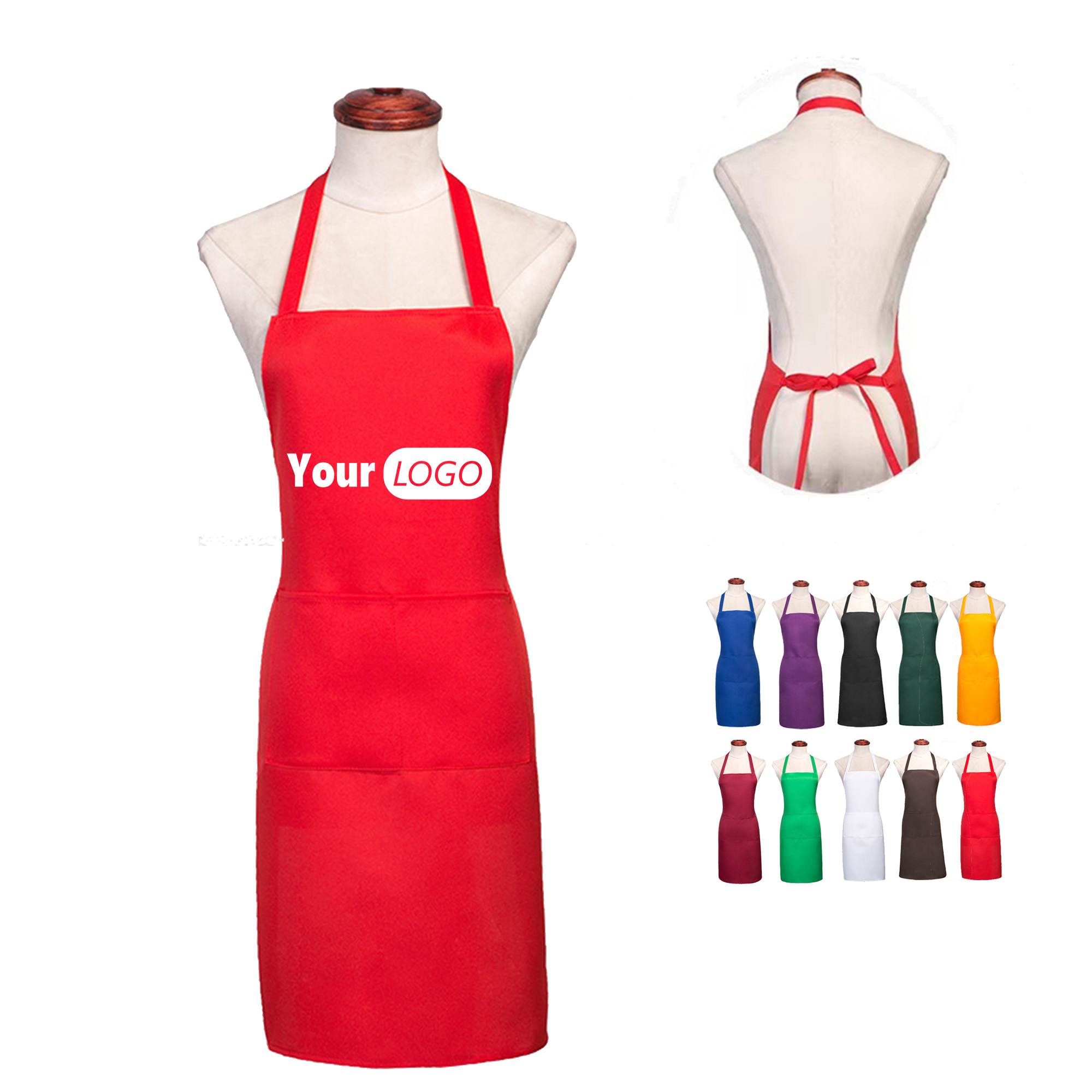 Large-sized Kitchen Neck-Style Cooking Apron With Pockets 2