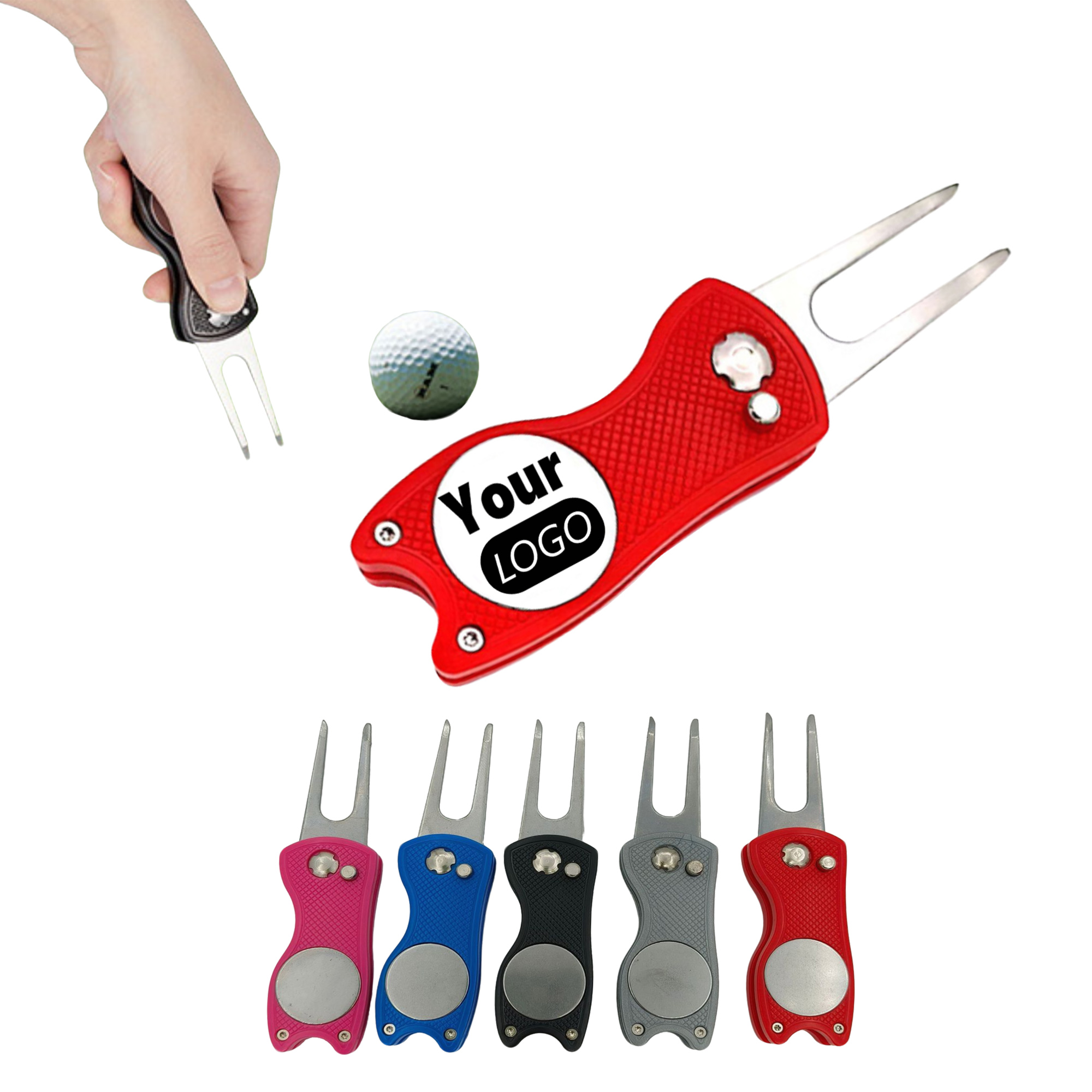 Foldable Golf Divot Repair Tool Green Fork 2