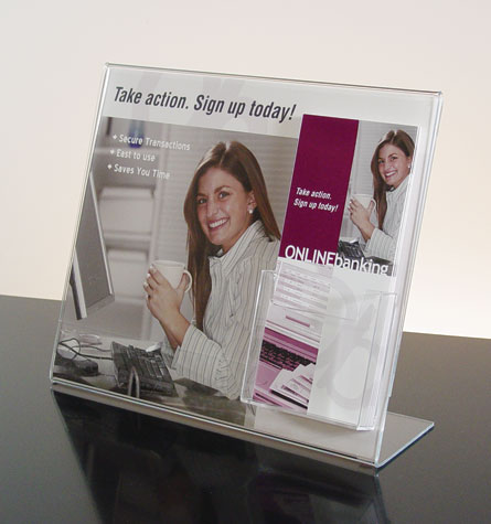 Slantback Sign Holder for 8 5x11 Sign w/ 1 4-1/8"w pocket