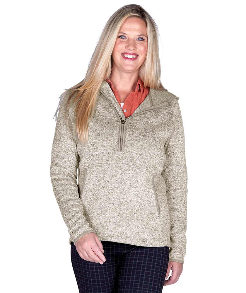 Women's Heathered Fleece Quarter Zip Hoodie 19