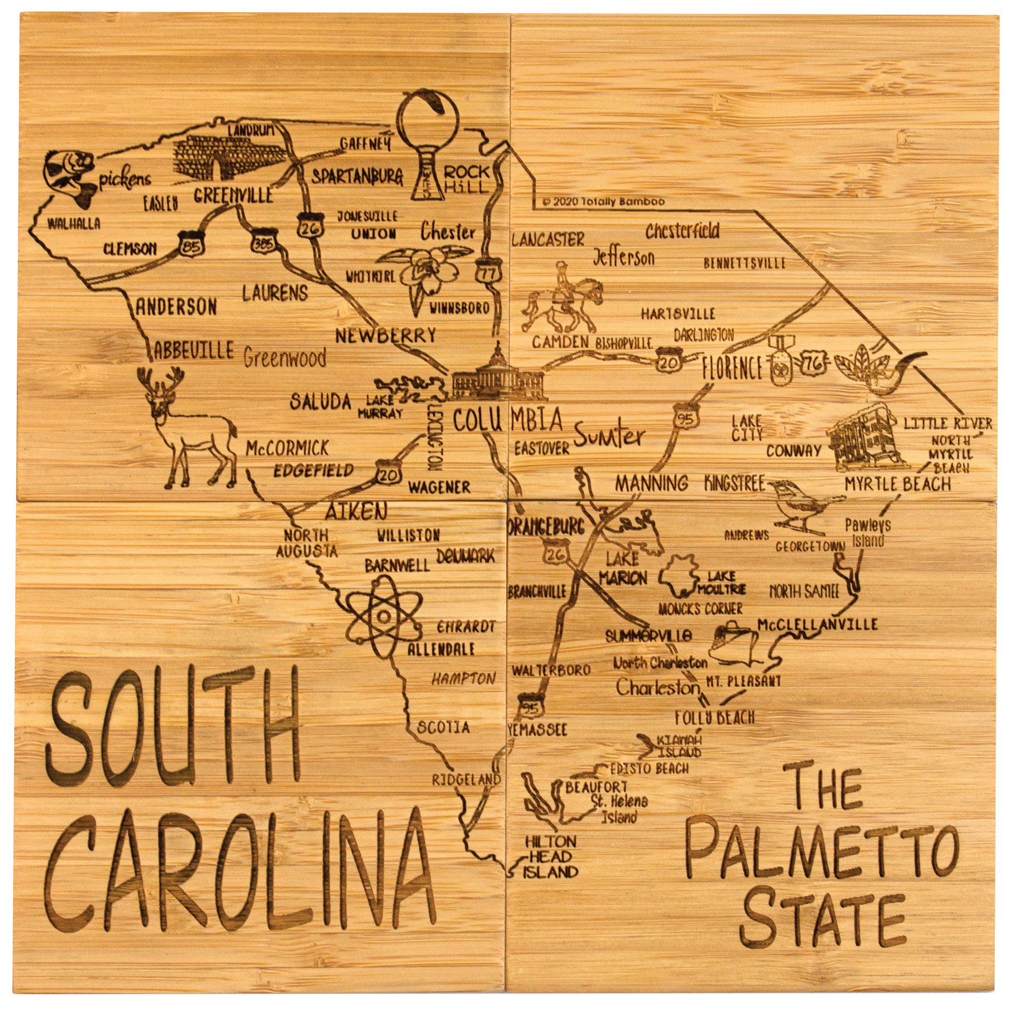 South Carolina Puzzle Coaster Set 3