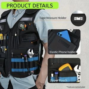 Multi-Pocket Tool Vest Reflective Hardware Safety Clothes 2