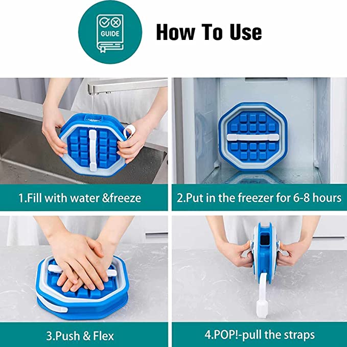 2 in 1 Portable Ice Ball Maker w/ Easy Release & Lid Silicone Ice Cube Mold--Octagon Shape 12