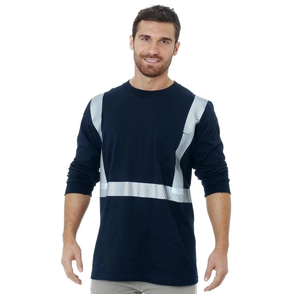 Hi-Vis 100% Cotton Pocket L/S Crew Tee 1
