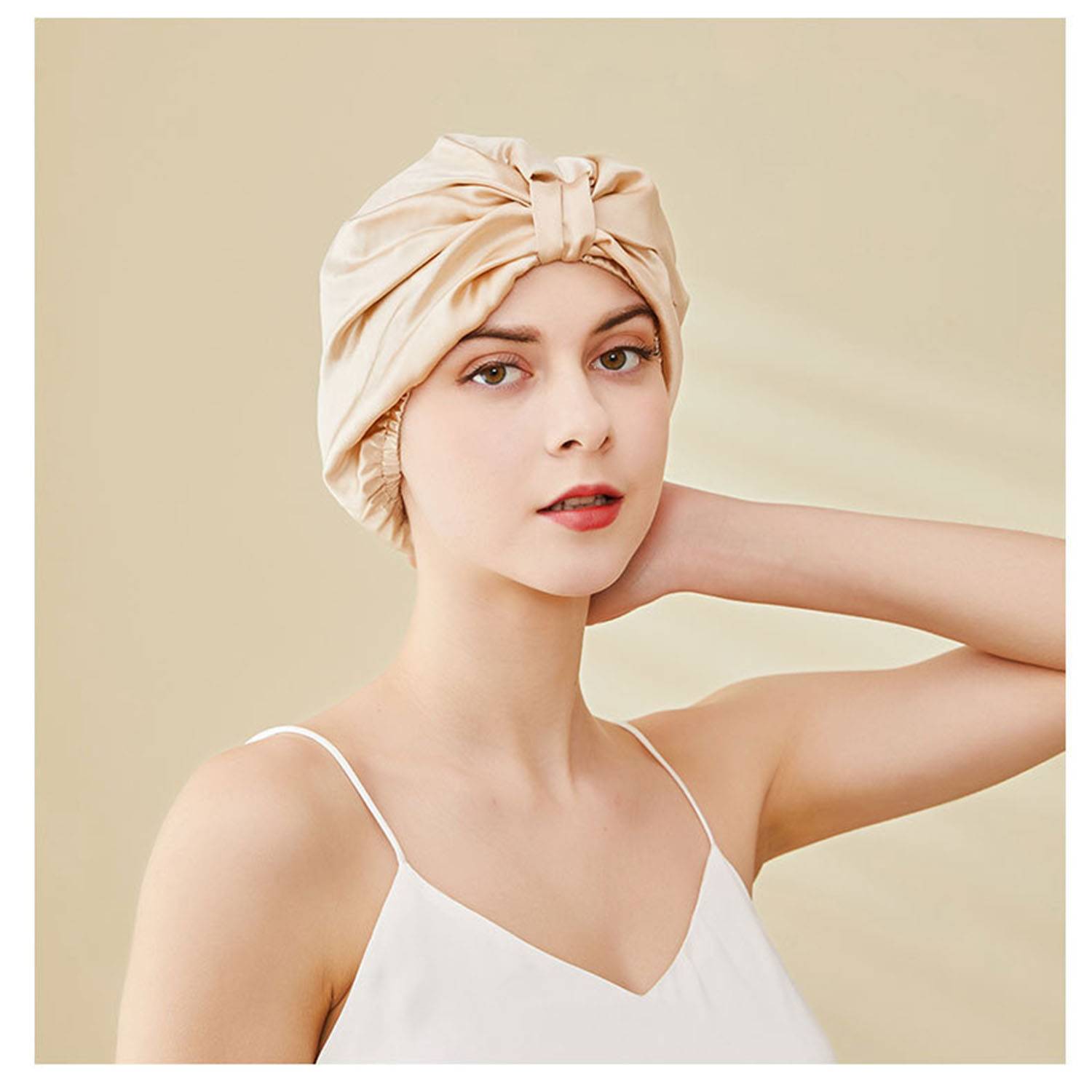 Mulberry silk turban sleep hat bonnet for woman 8
